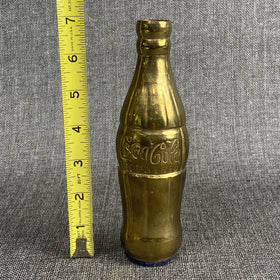 Brass Coca Cola Bottle Vase 7" MCM Mid Century Modern Coke Advertising Deco