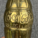 Brass Coca Cola Bottle Vase 7" MCM Mid Century Modern Coke Advertising Deco