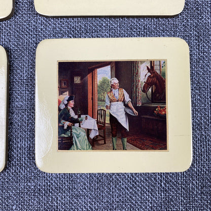 Vintage English Coasters Set 6 , Georgian Motives Made in England size: 3.5"x3"