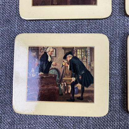 Vintage English Coasters Set 6 , Georgian Motives Made in England size: 3.5"x3"