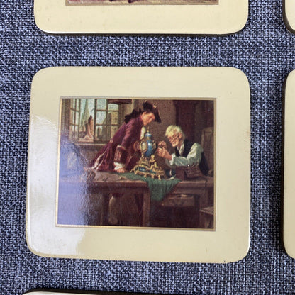 Vintage English Coasters Set 6 , Georgian Motives Made in England size: 3.5"x3"