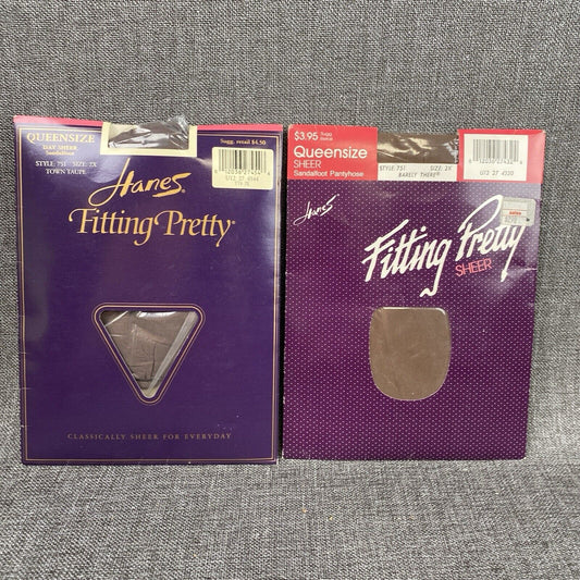 2x HANES Queen size 2X Fitting Pretty Pantyhose Style 751