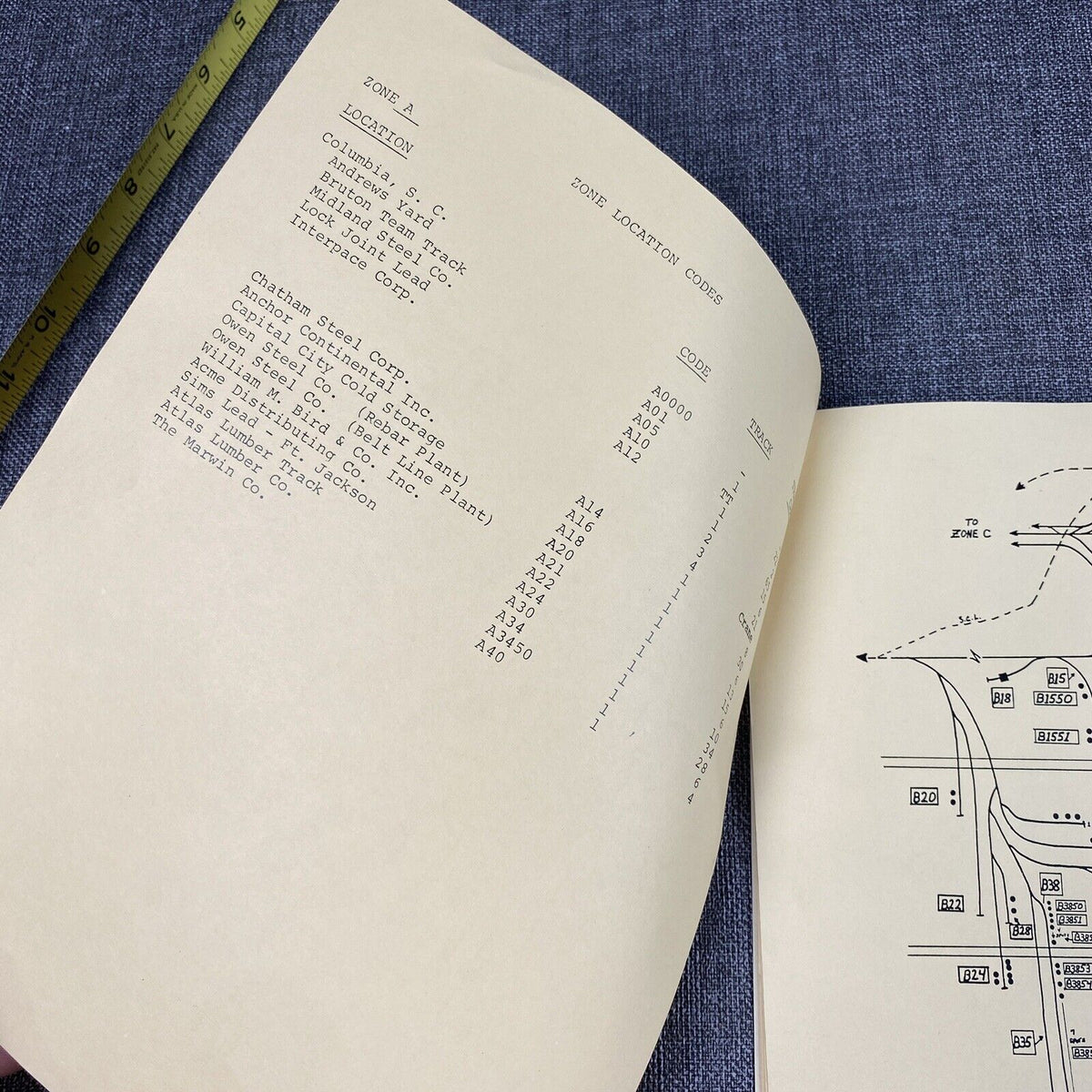 SOUTHERN RAILWAY Columbia , Cayce , SC Railroad Yard Sketch, Outline 2/1979