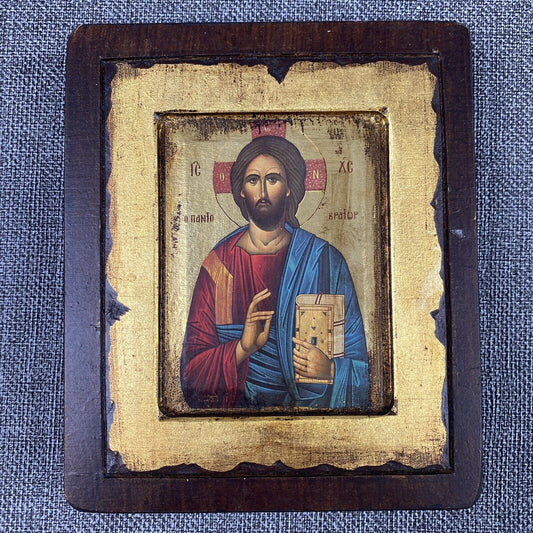 JESUS CHRIST PANTOCRATOR ICON Lord Greek Byzantine Orthodox Church 5.5"x4.5"