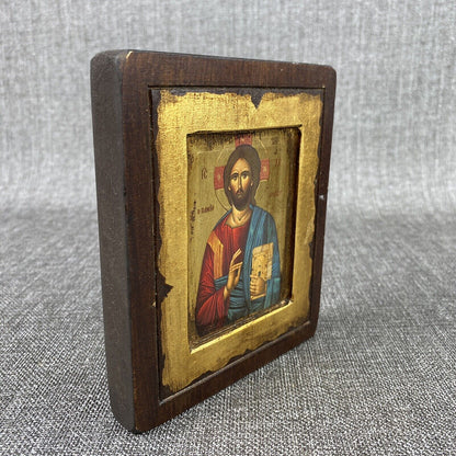 JESUS CHRIST PANTOCRATOR ICON Lord Greek Byzantine Orthodox Church 5.5"x4.5"