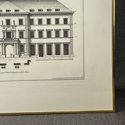 Arco Palais Munich Germany Building Engraving Framed 27"x21"