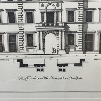 Arco Palais Munich Germany Building Engraving Framed 27"x21"