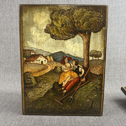 Antiqua Italia Four Seasons Vintage Set of 4 Wood Plates Folk Art Countryside