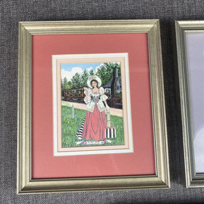 Bonnie Holden Celebration SIGNED In The Park Framed 10.5” x 9” Watercolor Prints