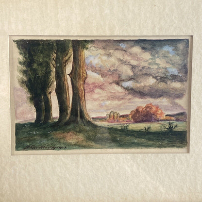 Antique SIGNED and Dataed 1922 Konrad Original Watercolor 10.5" x 7.5"