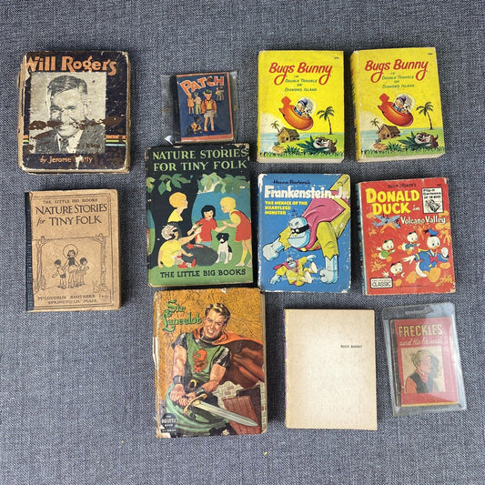 Vintage lot of 10 mini children's Books Bugs Bunny, Nature Stories for Tiny Folk