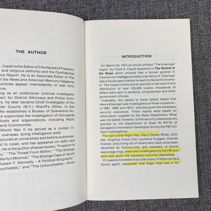 Henry Kissinger - Soviet Agent by Capell, Frank A 1974