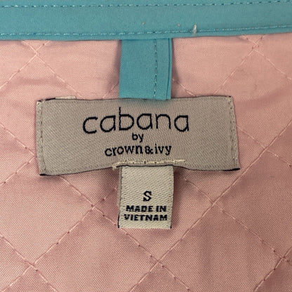 Cabana By Crown & Ivy Pullover Womens S Pink Black Teal Quilted Snap Closer