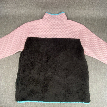 Cabana By Crown & Ivy Pullover Womens S Pink Black Teal Quilted Snap Closer