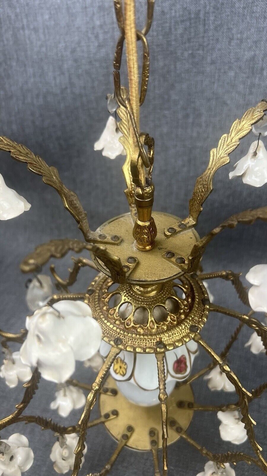 Antique Sweet Floral Italian Light Chandelier Made in Italy 14" Tall x 12" Wide