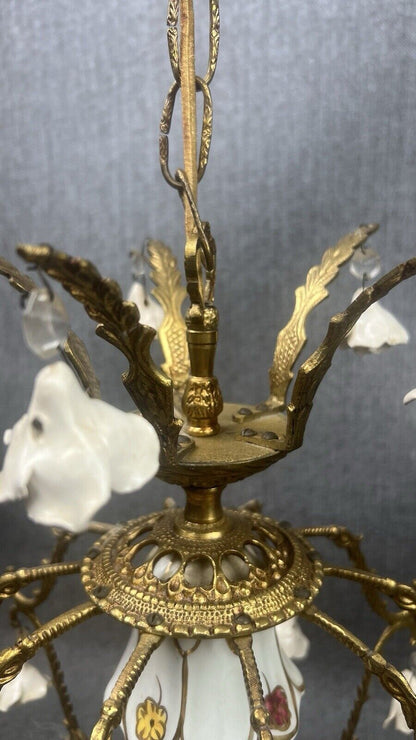 Antique Sweet Floral Italian Light Chandelier Made in Italy 14" Tall x 12" Wide