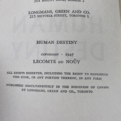 Human Destiny by Lecomte du Nouy (Hardcover 1947)