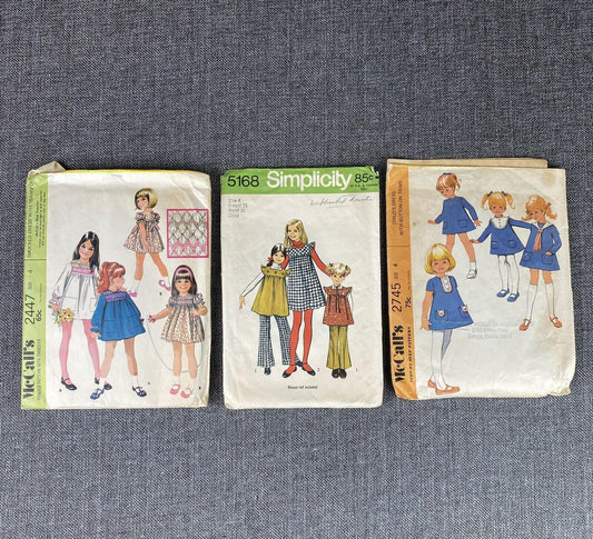 Lot Vintage Childs Pattern Sz 4 , Cut 1970s (Lot of 3)