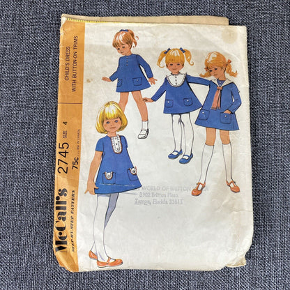 Lot Vintage Childs Pattern Sz 4 , Cut 1970s (Lot of 3)