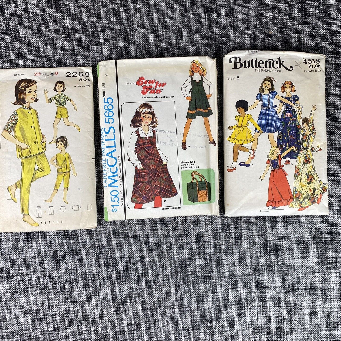 Lot Vintage Childs Pattern Sz 8 , Cut 1970s (Lot of 3)