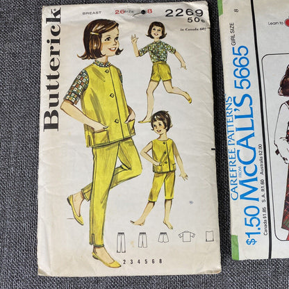 Lot Vintage Childs Pattern Sz 8 , Cut 1970s (Lot of 3)