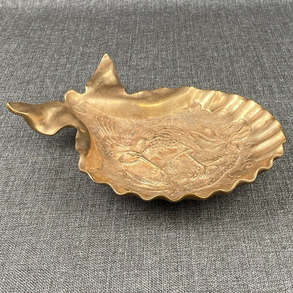 Vintage Unique Copper Shell Tray 8.5" Wide