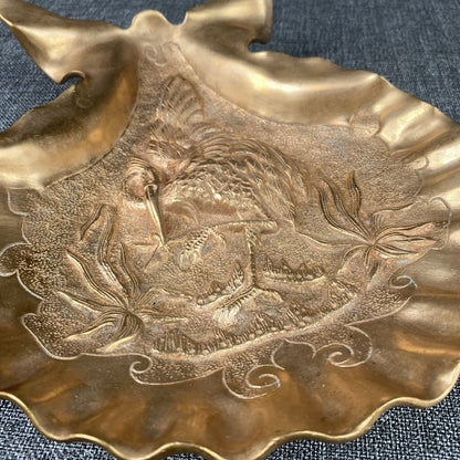 Vintage Unique Copper Shell Tray 8.5" Wide