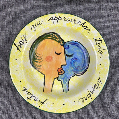 Vintage Hand Painted Soup / Salad Bowl Con Amor... Lucy