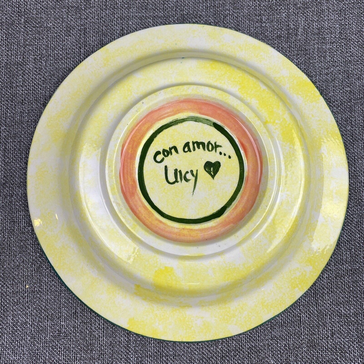 Vintage Hand Painted Soup / Salad Bowl Con Amor... Lucy