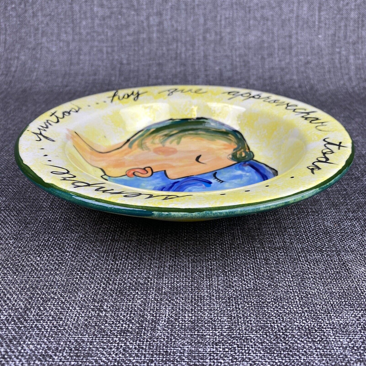 Vintage Hand Painted Soup / Salad Bowl Con Amor... Lucy