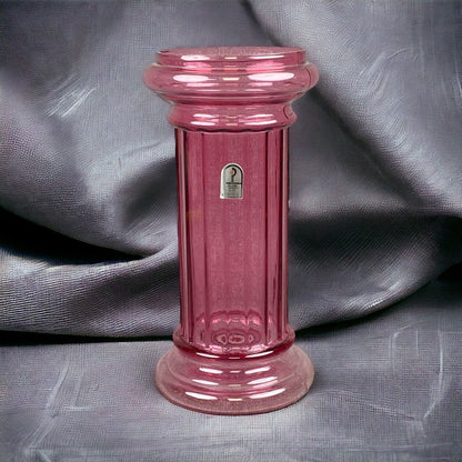 Vintage Ribbed Column Pilgrim Cranberry Pillar Art Glass Vase 15"h