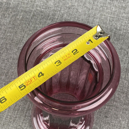 Vintage Ribbed Column Pilgrim Cranberry Pillar Art Glass Vase 15"h