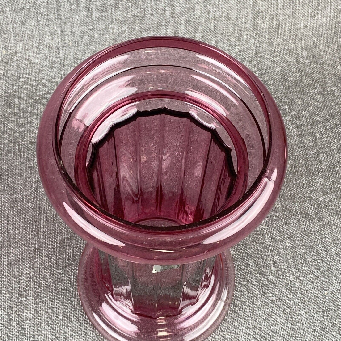 Vintage Ribbed Column Pilgrim Cranberry Pillar Art Glass Vase 15"h