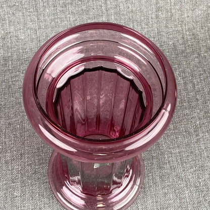 Vintage Ribbed Column Pilgrim Cranberry Pillar Art Glass Vase 15"h