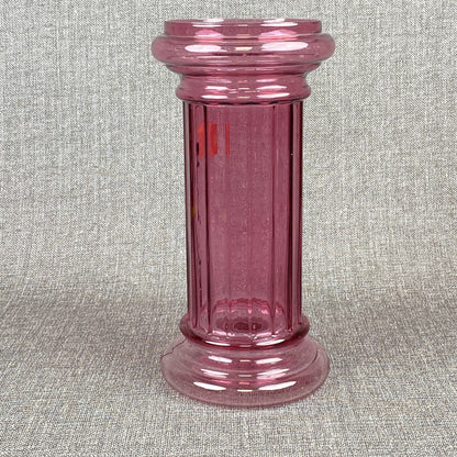 Vintage Ribbed Column Pilgrim Cranberry Pillar Art Glass Vase 15"h