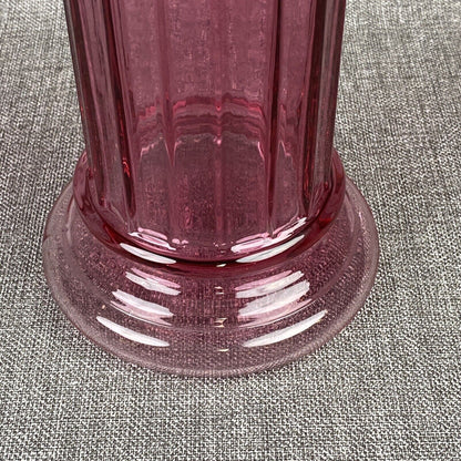 Vintage Ribbed Column Pilgrim Cranberry Pillar Art Glass Vase 15"h