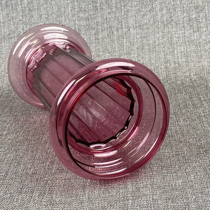 Vintage Ribbed Column Pilgrim Cranberry Pillar Art Glass Vase 15"h