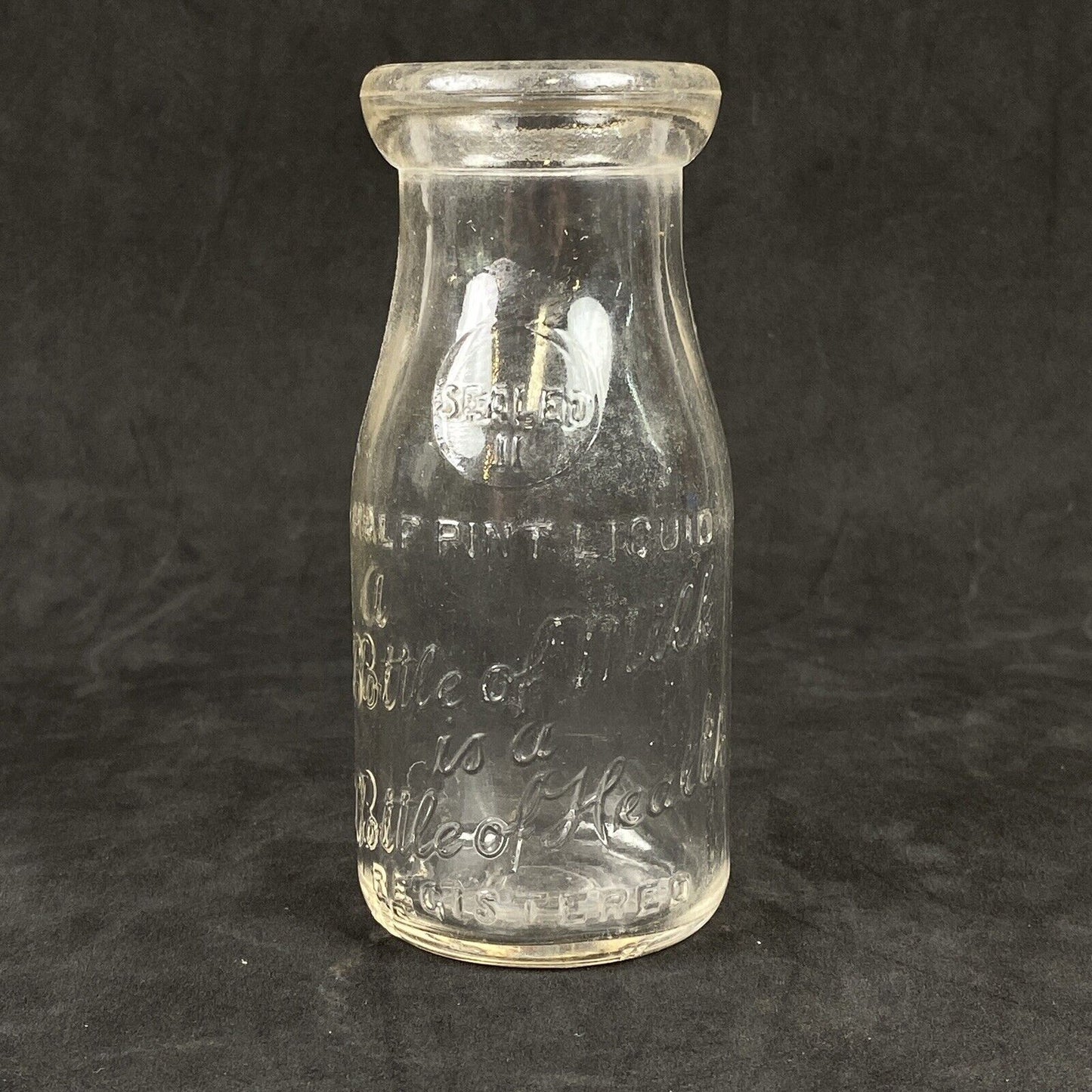 Vintage Baby Milk Bottle "A Bottle of Milk is a Bottle of Health"  1/2 Pint