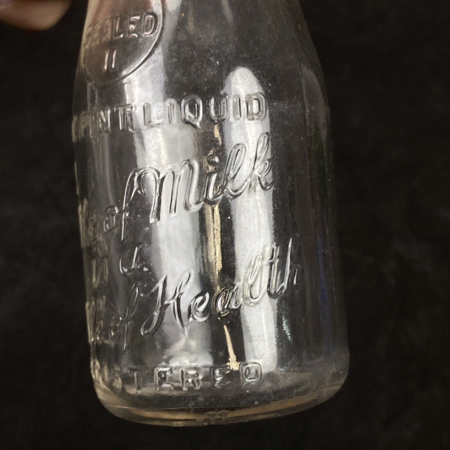 Vintage Baby Milk Bottle "A Bottle of Milk is a Bottle of Health"  1/2 Pint