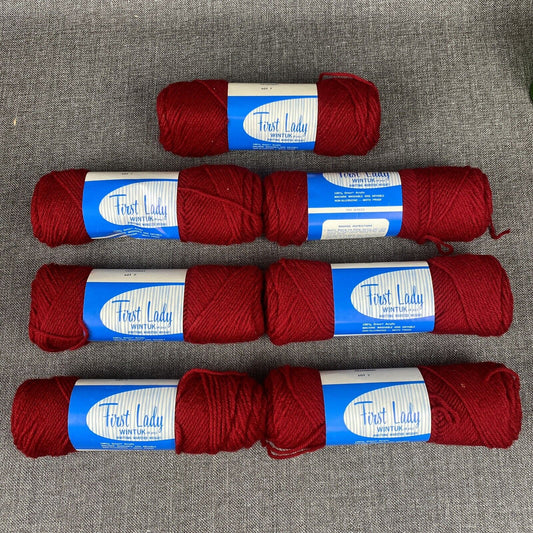 Vintage Wintuk First Lady 4 Ply Cranberry 8626 7 Skeins Machine Washable