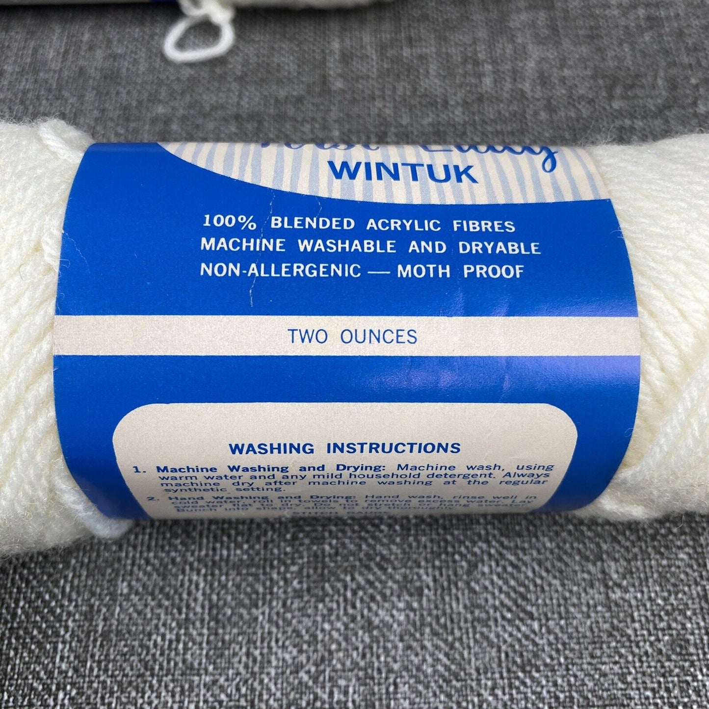 Vintage Wintuk First Lady White 2 Skeins Machine Washable 2oz