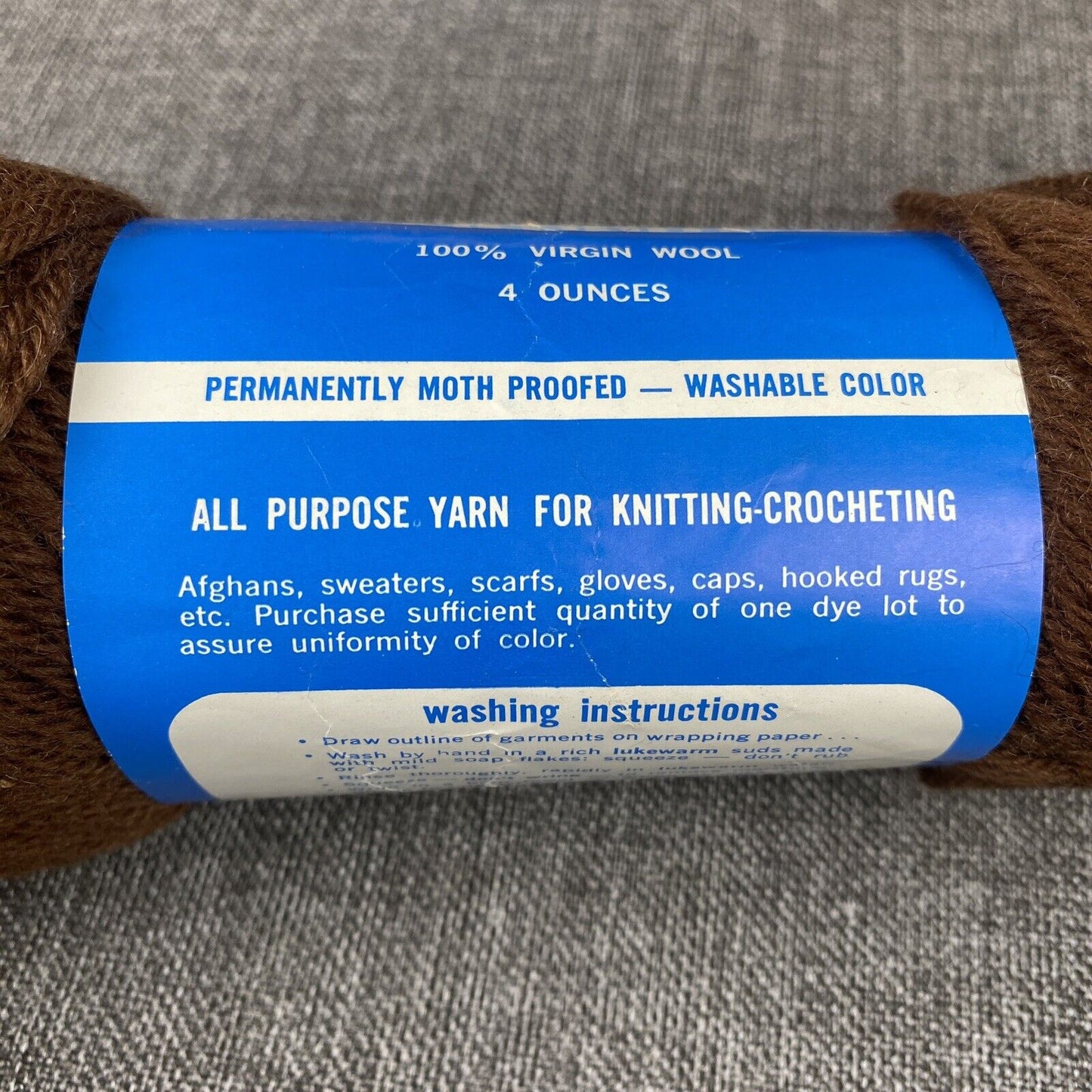 Vintage First Lady Knitting Worsted Chocolate  3 Skeins 100% Virgin Wool