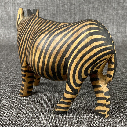 Vintage Hand Carved and Painted Wooden Zebra , 7" long