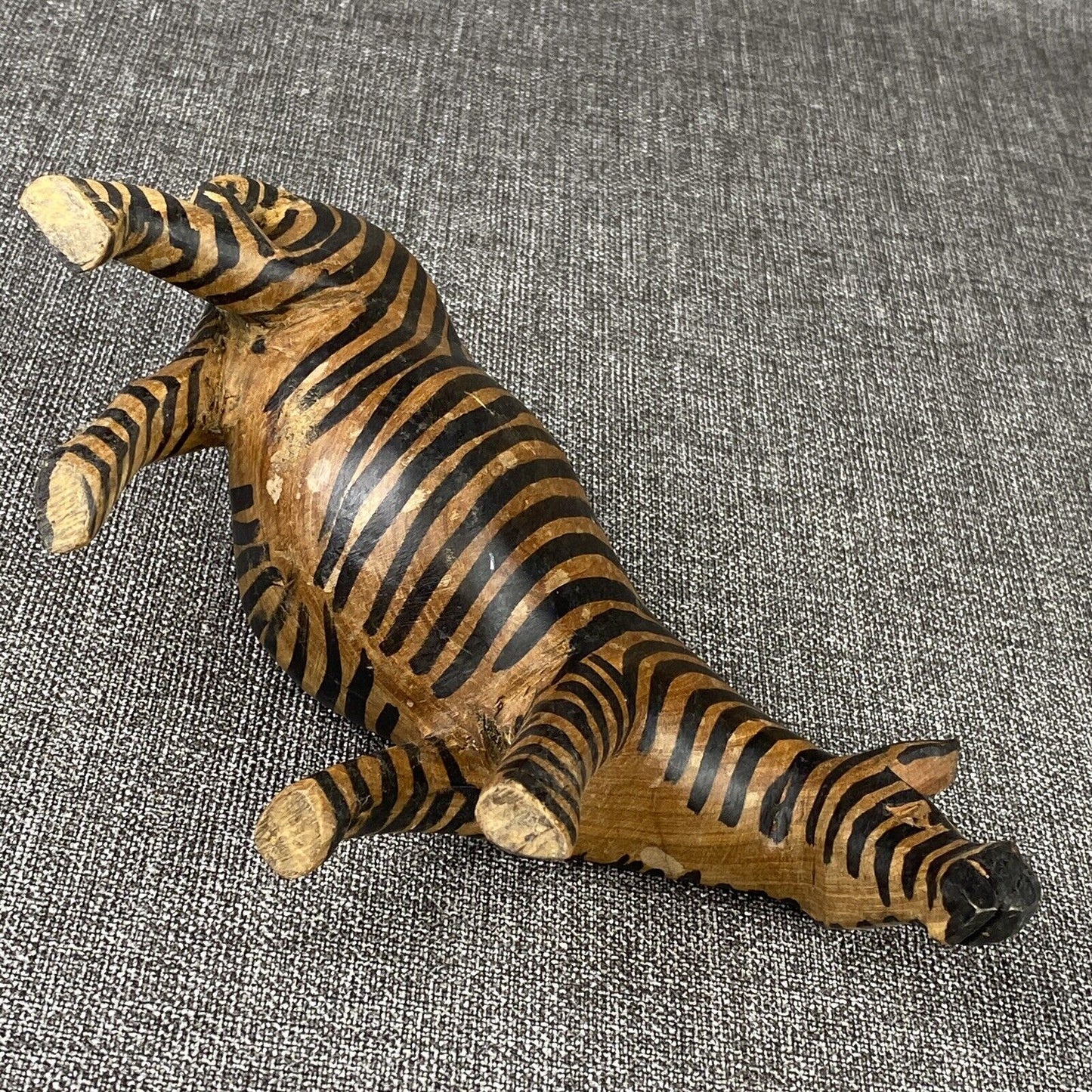 Vintage Hand Carved and Painted Wooden Zebra , 7" long