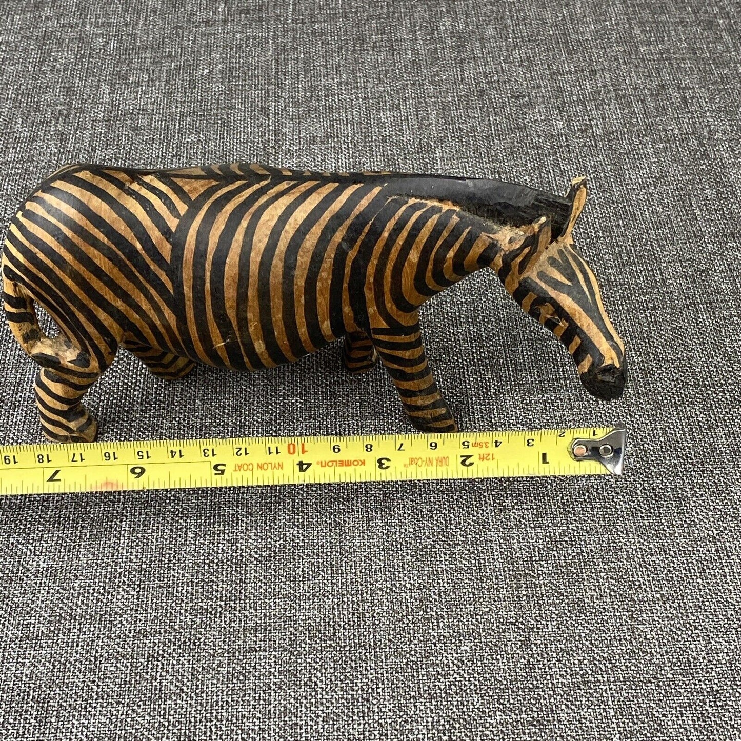 Vintage Hand Carved and Painted Wooden Zebra , 7" long