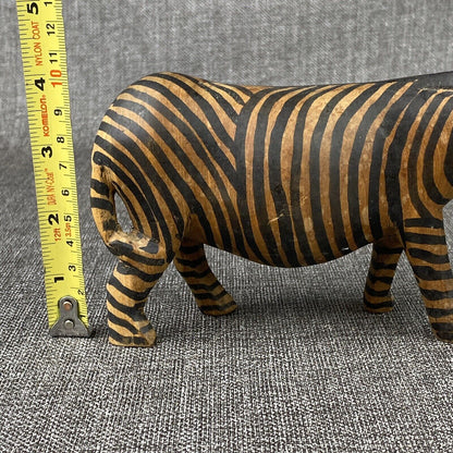 Vintage Hand Carved and Painted Wooden Zebra , 7" long