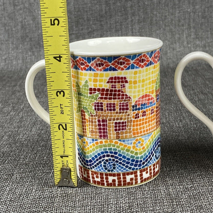 Lot of 2 - Duchess Fine Bone China Coffee Mug Mosaic House Design