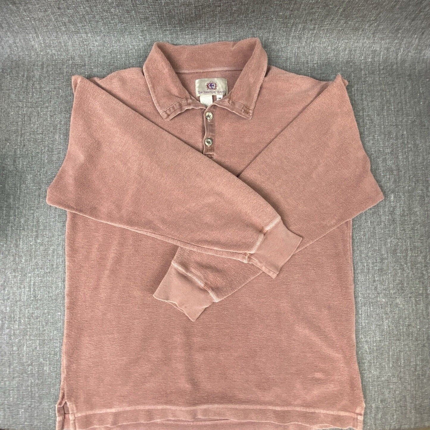 The Territory Ahead Long Sleeve Mauve 4 Button Mock Neck Size: M