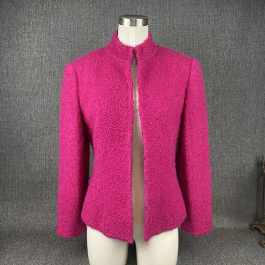 Carlisle Collection Wool Mohair Hook closure Jacket Sz. 6  Bright Fuschia Pink