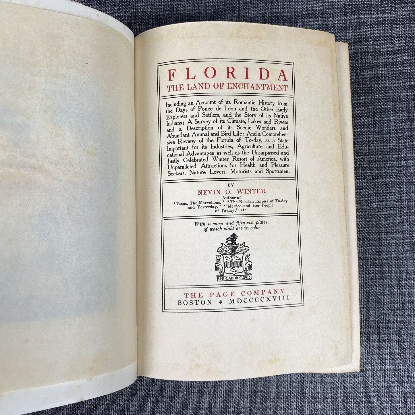 FLORIDA The Land of Enchantment by Nevin Winter, 1918 First Impression